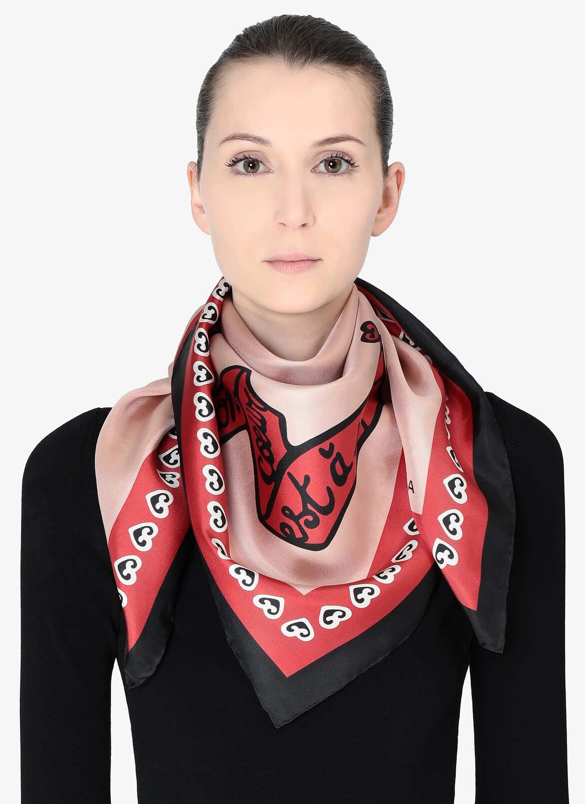 Silk Scarf ALAÏA BLUSH/BLACK SILK SCARF